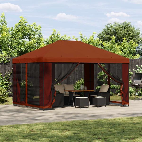 vidaXL Pavillon mit Seitenwänden 4 x 3 m Terrakotta 900388