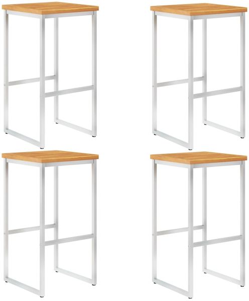 vidaXL Barhocker 4 Stk. Massivholz Akazie und Edelstahl 46507