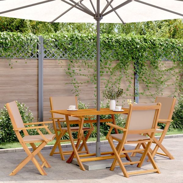 vidaXL Gartenstühle 4 Stk. Klappbar Taupe Stoff und Massivholz 3214580