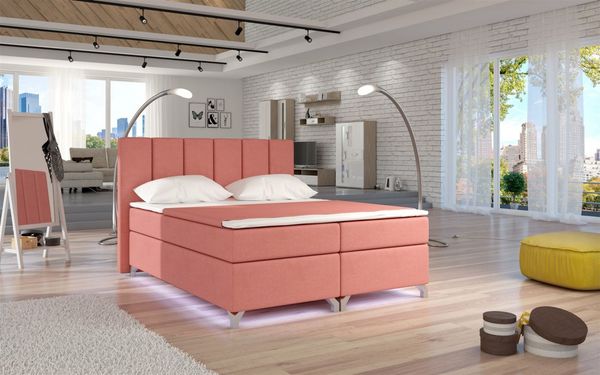 Boxspringbett PARMA Stoff Apricot 160x200 cm