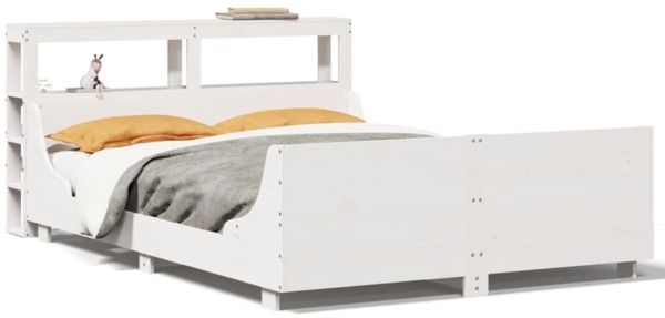 vidaXL Massivholzbett ohne Matratze Weiß 120x190 cm Kiefernholz 3306478