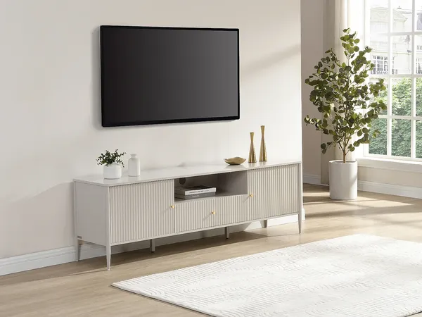 Vente-unique - CALITARO TV unit Holz, Platte Beige - B 40 cm x H 55 cm x L 178 cm