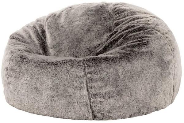 Icon Kingston Kunstfell Sitzsack, Hellgrau, Sitzsack Erwachsene mit Füllung, Bean Bag, Flauschig Sessel, Lounge Sessel, Lounge Stuhl, Schlafzimmer, Wohnzimmer, Wohnzimmer Möbel