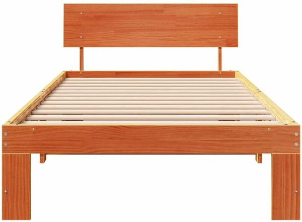 vidaXL Bettrahmen Wachsbraun 90 x 190 cm Massives Kiefernholz 872676 Bild 5