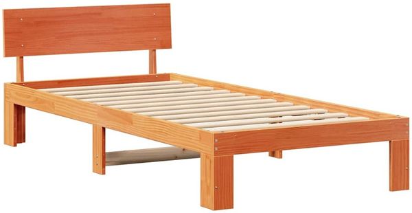 vidaXL Bettrahmen Wachsbraun 90 x 190 cm Massives Kiefernholz 872676 Bild 4