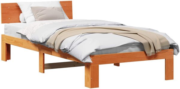 vidaXL Bettrahmen Wachsbraun 90 x 190 cm Massives Kiefernholz 872676 Bild 2
