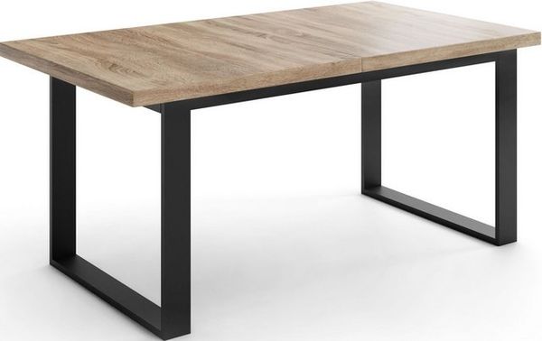 WFL GROUP Esstisch Valentino ausziehbar rechteckig loft mit schwarzen Metallbeinen (MADE IN EU, erhältlich in 3 Größen – 140/160/160 cm ausziehbar auf 180/200/240 cm), platzsparender Tisch in Holzoptik für Küche, Esszimmer oder Wohnzimmer Bild 4