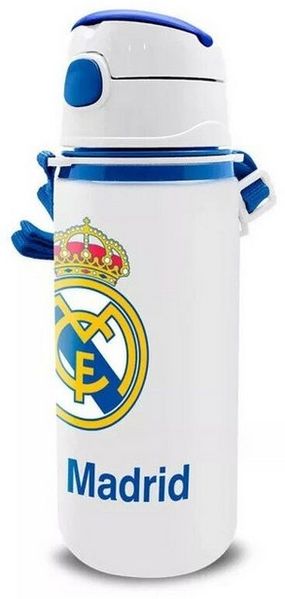 Real Madrid Trinkflasche Real Madrid Emblem Aluminium-Trinkflasche mit Strohhalm