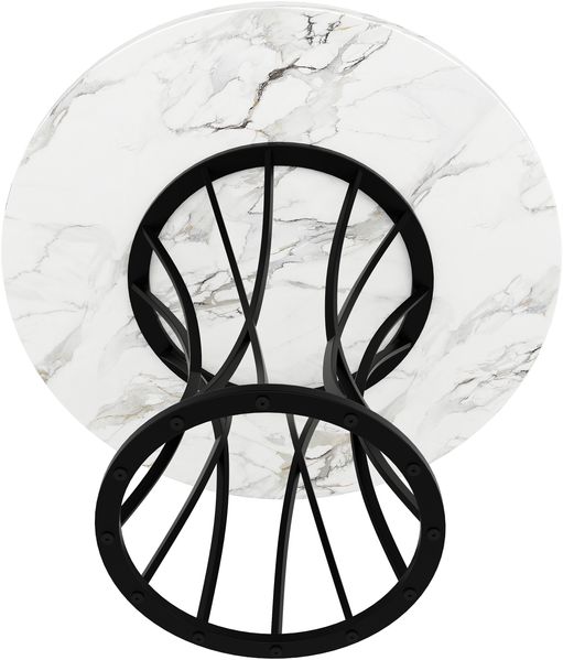 Esstisch B 80 x T 80 x H 76 cm, MDF-Tischplatte in Marmoroptik, schwarze Metallbeine,Weiß und Schwarz Bild 5