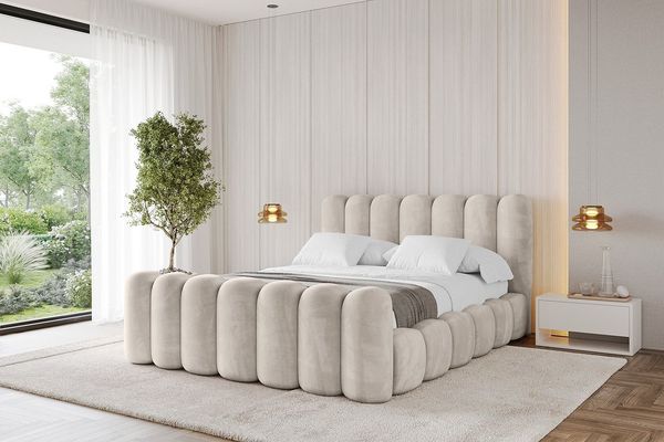 ALTDECOR Polsterbett SENA-Z (Polsterbett mit Bettkasten und Lattenrost, Boxbett ohne Matratze), Doppelbett mit Stauraum, Bett mit Kopfteil