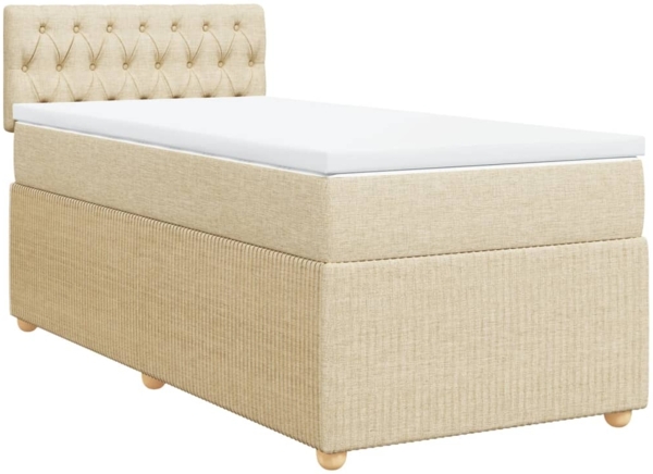 vidaXL Boxspringbett mit Matratze Creme 90x200 cm Stoff 3287351