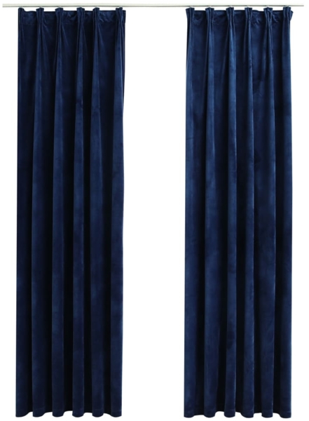 vidaXL Verdunkelungsvorhänge Haken 2 Stk. Samt Dunkelblau 140x225cm 134533