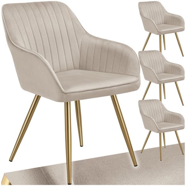 tectake Esszimmerstuhl Stuhl Marilyn, Samtoptik, gesteppt (Set, 4 St), Extra weicher Samtbezug mit stilvollem Steppmuster