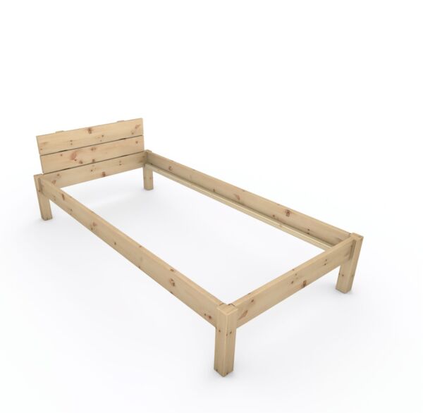 Pfostenbett "metallarm" Zirbe Holzbett "Daybett" 100 x 210cm 38cm Einzelbett