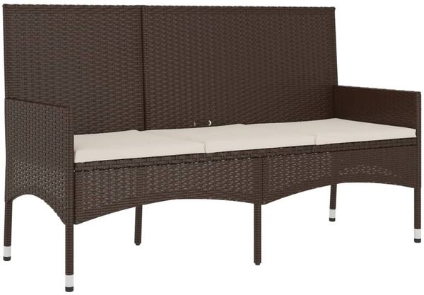 vidaXL Gartenbank 3-Sitzer mit Kissen Braun Poly Rattan 319491 Bild 2