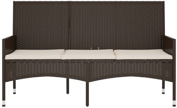 vidaXL Gartenbank 3-Sitzer mit Kissen Braun Poly Rattan 319491 Bild 3