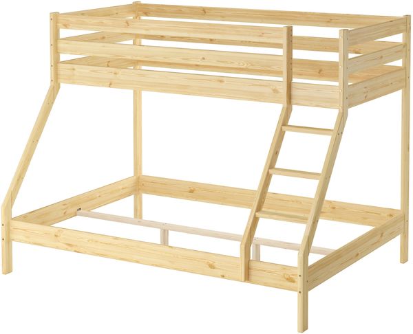 Doppel-Etagenbett 140x200 und 90x200 Erwachsenen-Stockbett Kiefer Zubehör wählbar V-60.19-09-14Rollrost inkl.