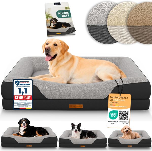 ELONEO orthopädisches Hundebett Grosse Hunde - 106 x 76 x 19 cm, Hundekorb mit Memory Foam, Hundematte wasserdicht und waschbar, Hundekissen, Hundematratze mit weicher Polsterung, schwarz