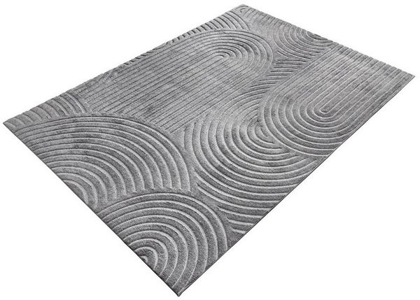 riess-ambiente Designteppich ART DECO 230x160cm grau · Kurzflor-Teppich mit Hoch-Tief-Effekt, rechteckig, Höhe: 15 mm, Wohnzimmer · Indoor · 3D-Effekt · Modern · Schlafzimmer