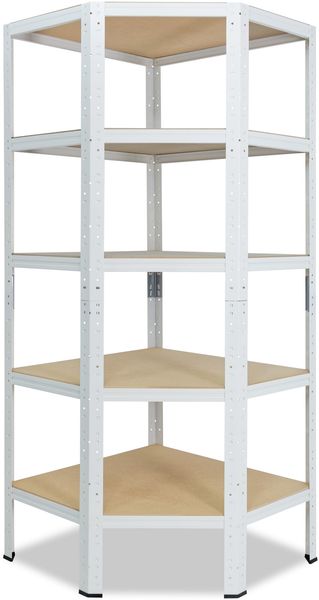 shelfplaza HOME 200x60x30 cm Eckregal in weiß mit 5 Böden und 175 kg Traglast pro Boden