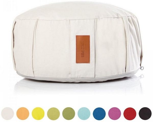 GORILLA SPORTS Bodenkissen Yogakissen - Rund, 100%Baumwolle, Meditationskissen, Sitzhöhe 18cm, Ø 30cm, Sitzkissen, Yoga Bolster, mit Griff, Waschbarer, Farbwahl