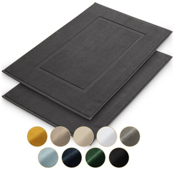 Blumtal Badematte Premium Badezimmerteppich Terry - schnell trocknend & strapazierfähig, 100% Baumwolle, 50x80 cm, Oeko-Tex zertifiziert, Baumwolle, Rechteckig, 2 teilig