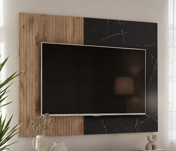 Wandpaneel Starlet in Vicking Eiche und Marmor schwarz 160 cm