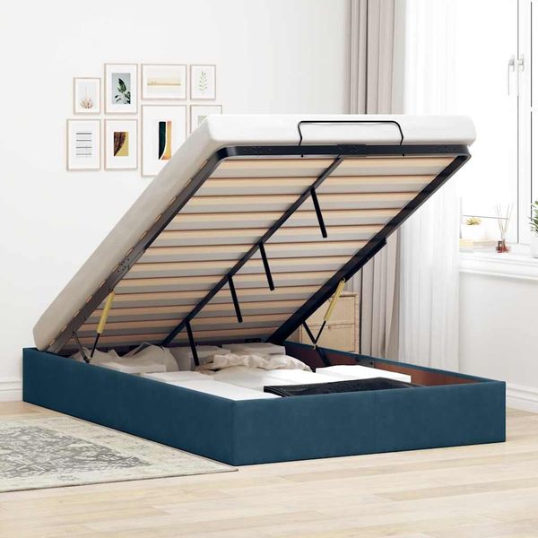 vidaXL Ottoman-Bett ohne Matratze Dunkelblau 120x200 cm Samt 3310959