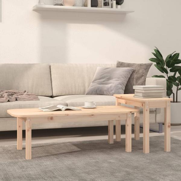 vidaXL 2-tlg. Couchtisch-Set Massivholz Kiefer 822362