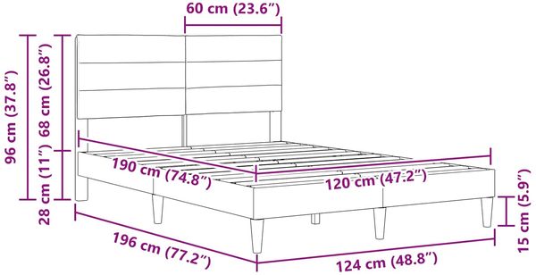 vidaXL Bettrahmen mit Kopfteil Dunkelgrün 120 x 190 cm Stoff 42027573 Bild 9