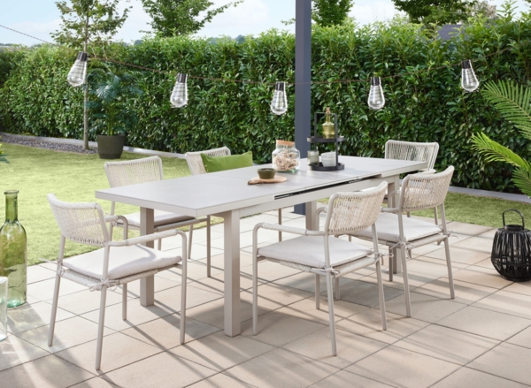 Primaster Garten-Essgruppe Rhodos mit ausziehbarem Tisch Sitzgruppe Gartenmöbel