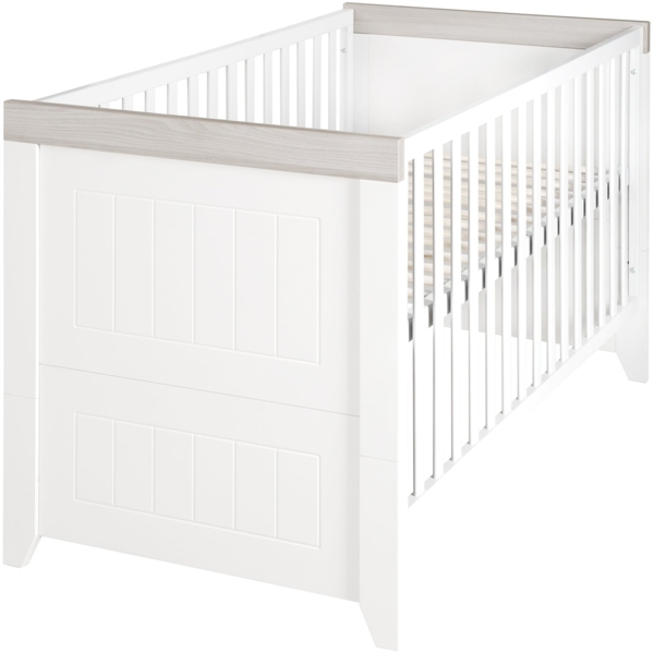 roba Gitterbett 'Wilma' 70 x 140 cm - 3-fach höhenverstellbar - umbaubar - Weiß / Luna Elm