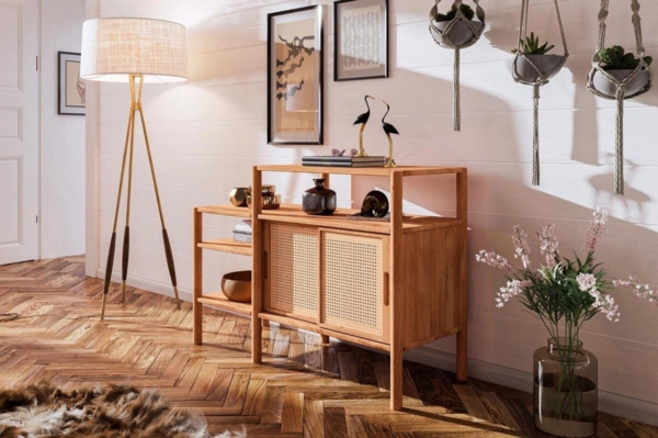 Bücherregal Regal SAGA Buche massiv 120x86x46 cm Bild 2