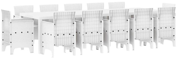 vidaXL Garten Essgruppe 13 pcs Weiß Poly Rattan 3378622