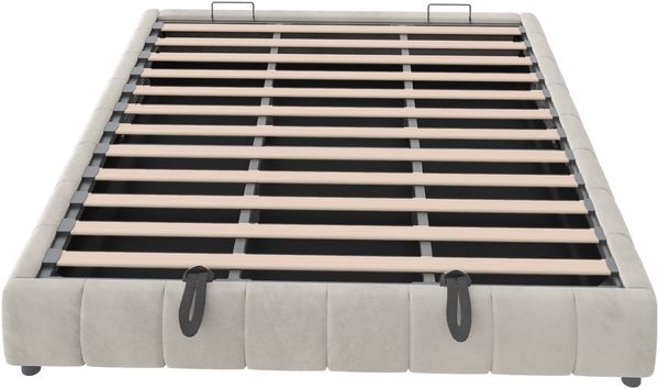 Polsterbett, Samt mit LED-Lichtleiste & Stauraum, 180x200 cm, Beige, ohne Matratze Bild 8