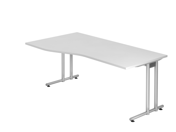 Schreibtisch NS18 C-Fuß 180x100 / 80cm Weiß Gestellfarbe: Silber