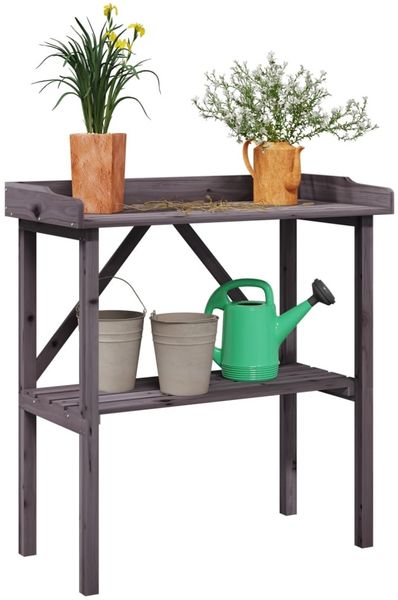 vidaXL Pflanztisch mit Ablage Grau 78x38x82,5 cm Massivholz Tanne 156351
