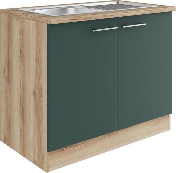 OPTIFIT Spülenschrank Bella Breite 100 cm, mit Edelstahl-Einbauspüle