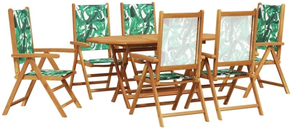 vidaXL Garten Essgruppe 7 pcs Blattmuster Akazie Massivholz 3375751