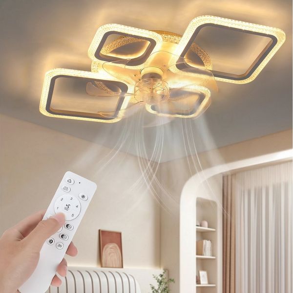 oyajia Deckenleuchte 80W Leise Deckenventilator mit Beleuchtung, RGB dimmbar Deckenlampe, Luftzirkulation, LED fest integriert, Warmweiß, Naturweiß, Kaltweiß, RGB, 75cm Deckenventilator mit RGB Backlight, 6 Geschwindigkeiten, Timer