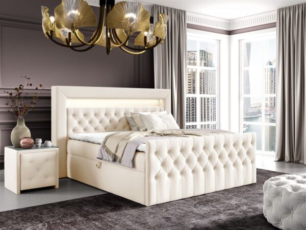 Nachttisch Nachtkonsole 2er Set ERNESTO 50x50cm in Stoff Elisa Velvet Cremeweiß Bild 3