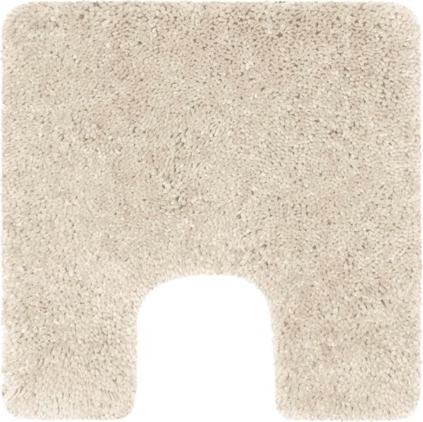 Spirella Badteppich Badematte Duschvorleger Mikrofaser Hochflor | flauschig | rutschhemmend | geeignet für Fußbodenheizung | 55x55 cm mit WC Ausschnitt | Beige