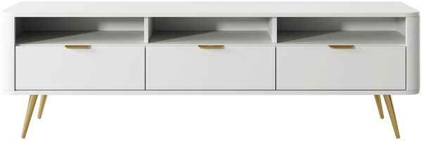 Selsey 'Oval' TV-Lowboard mit 3 Schubladen, weiß, ca. 49 x 162 x 38 cm