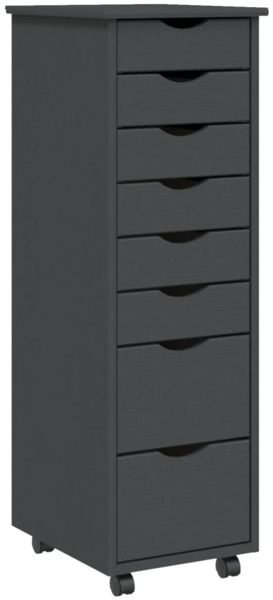 vidaXL Rollschrank mit Schubladen MOSS Grau Massivholz Kiefer 355896