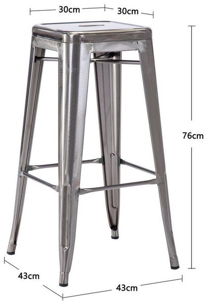 Duhome Barhocker (665D), Barstuhl Tresenhocker, Stapelbar Metall Bistrohocker mit Fußstütze