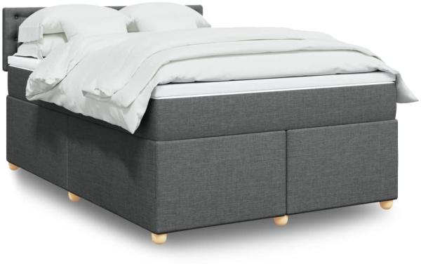 vidaXL Boxspringbett mit Matratze Dunkelgrau 140x190 cm Stoff 3288990