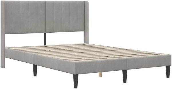 vidaXL Bettgestell mit Matratze Hellgrau 120 x 200 cm Samt 3414855 Bild 4