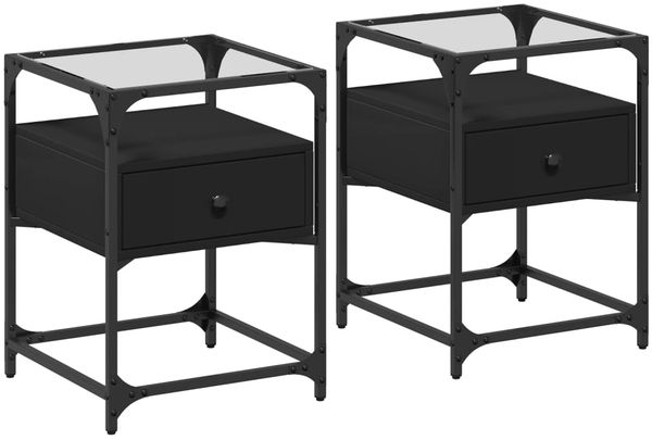 vidaXL Nachttische 2 Stk. Schwarz 40x40x55 cm Holzwerkstoff 846075 Bild 2