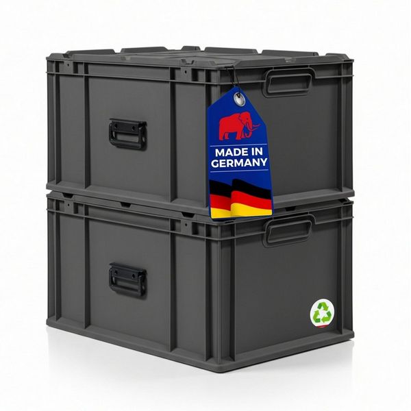 PROREGAL® Stapelbox SuperSparSet Eurobox NextGen Portable, Verschiedene Größen/Mengen (SparSet, 2 St, Eurobox mit Scharnierdeckel, Deckelverschluss und Koffergriff), Eurobehälter, Transportbox, Transportbehälter, Stapelbehälter