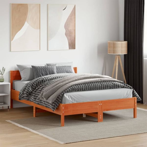 vidaXL Massivholzbett ohne Matratze Wachsbraun 120x190 cm Kiefernholz 842777